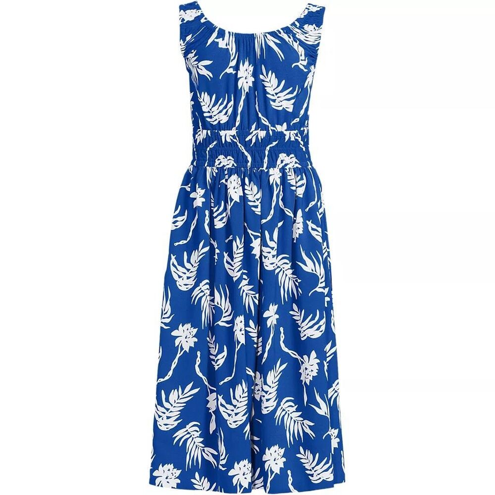 Women's Petite Creaseless Scoop Neck Smocked Midi Dress